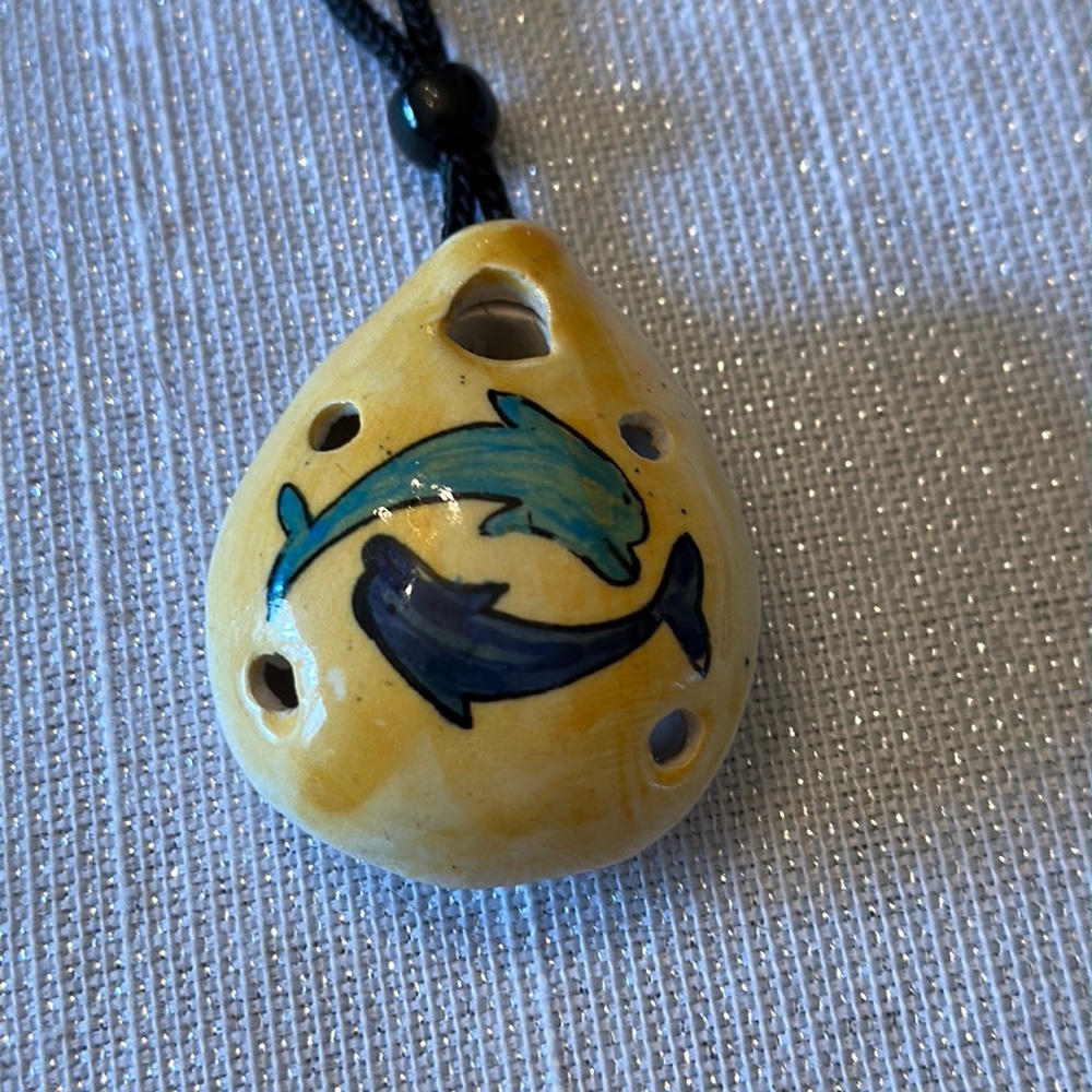 Ceramic dolphin Whistle Pendant Necklace🐬🐠